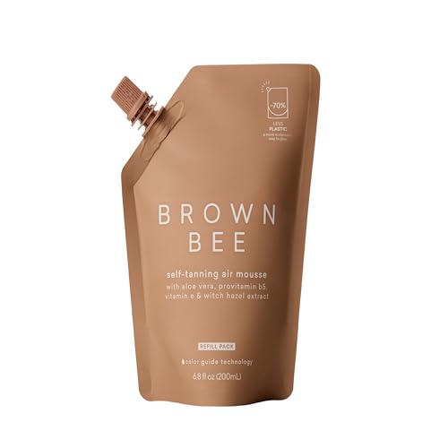 Image of Brown Bee Air Self Tanning Mousse Refill 200 ml - Self Tanner Mousse with Color Guide, Coconut Vanilla Scent, Eco Refill