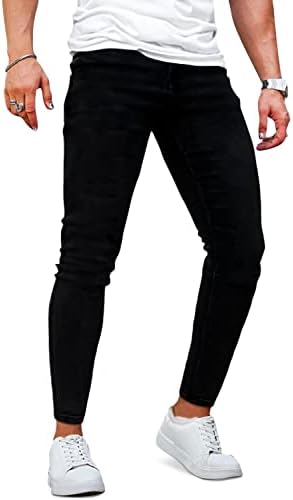 GINGTTO Men's Skinny Stretch Jeans Slim Fit (36, Black)