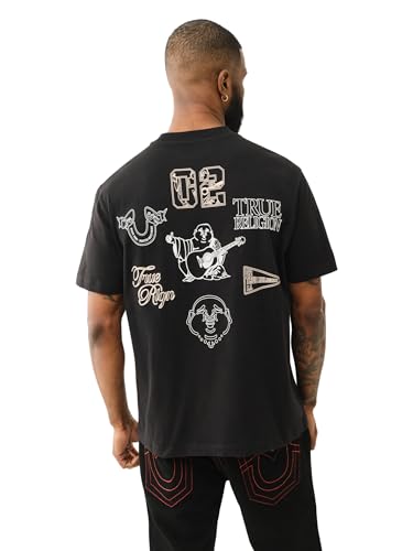 True Religion Men's Multi Logo Tee, Jet Black