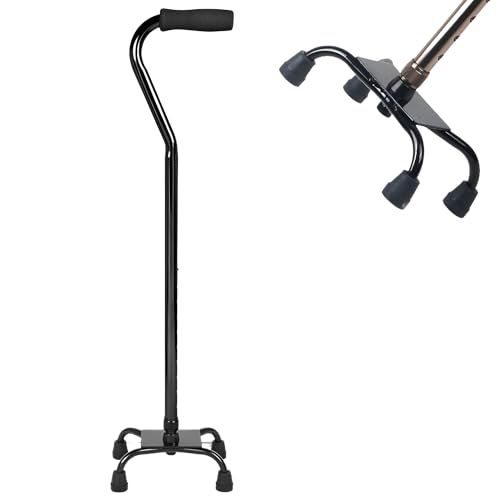 Eazy Quad Cane, Adjustable Walking Stick for Elderly, Lightweight 4-Point Walking Stick with Padded Handle, Stand Secure Cane, Walking Aid for Seniors Mobility Support