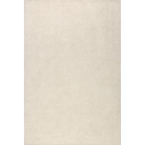 Image of Hand-Tufted Woolen Carpet for Living Room 6x9 feet Solid Ivory Plain Anti-Skid Area Rug High Pile Thick Carpet & Rugs for Hall & Bedroom