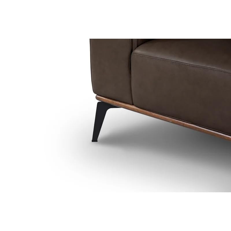 Image of LEGACY OF COMFORT Conley 86'' Leather 3 Seater Sofa Three Seater Lounger for Living Room Offices Hotels (Brown, Three Seater)