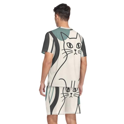 Funny Mens Pajamas Set Soft Nightwear Summer Pjs Sleepwear Short Sleeve Loungewear with Pocket S-XXL2