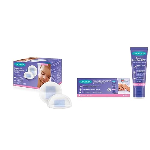 Lansinoh Blue Lock Lot de 100 coussinets d'allaitement Blanc & I Crème Lanoline HPA 40 ml