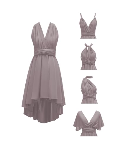 Image of Women's Short Convertible Dress with Bandeau High Low Infinity Bridesmaid Dresses Multi-Way Transformer Formal Dress
