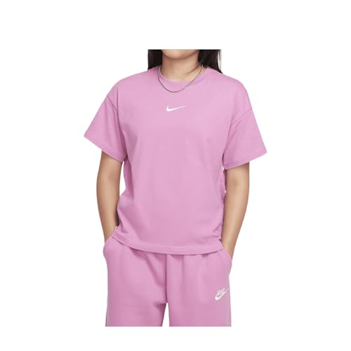 Nike Sportswear Essential Big Kids' (Girls') T-Shirt (Magic Flamingo, FZ5539-646)