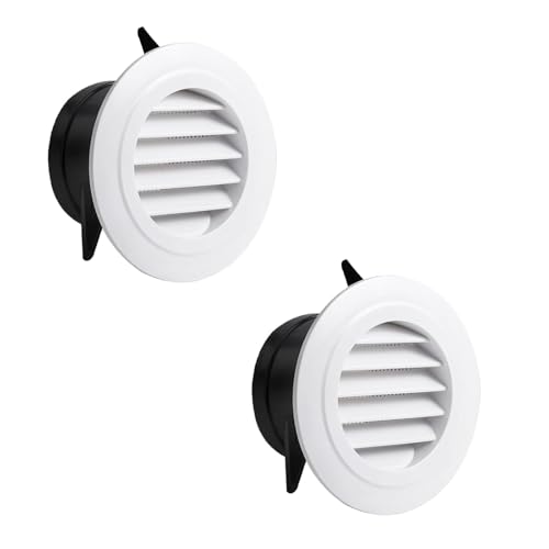SHENGYIG Lot de 2 grilles d'aération, grilles d'évacuation ABS, grilles de ventilation rondes avec moustiquaire, couvercle de ventilation avec moustiquaire,...