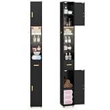 【Ruban LED 3 couleurs inclus】Un ruban lumineux est installé dans le meuble de rangement pour vous aider à trouver facilement ce dont vous avez besoin. Il suffit d'appuyer sur l'interrupteur pour passer du mode lumière jaune chaude au blanc chaud ou au blanc froid