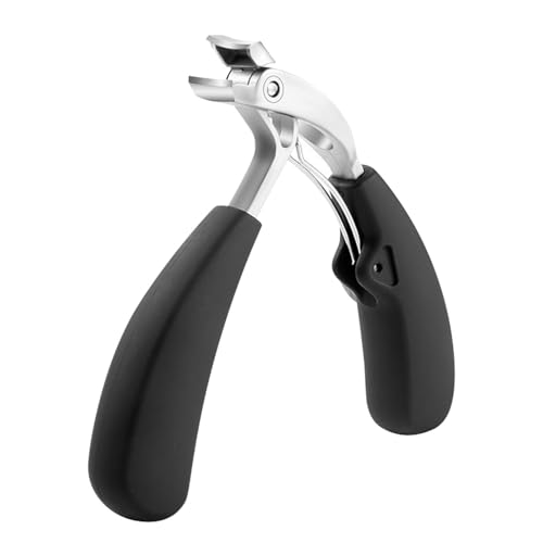 GPAHRRDNIJ Angled Head Toenail Clippers, Professional Ingrown Toe Nail Clippers for Thick Nails Seniors, Slanted Nail Clippers with Catcher, Super Sharp Curved Blade Grooming Tool (Black)