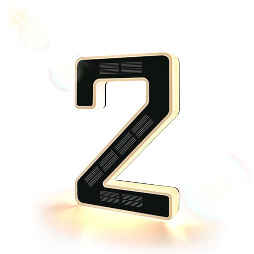 ISUNMEA 6.7 Inch Solar Lighted House Numbers for Outside, Light Up Waterproof LED Address Signs for Houses, Backlit Illuminated Exterior Modern House Numbers Light (2-Black, 6.7IN)