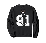 91 numero baseball stile vintage bianco felpa