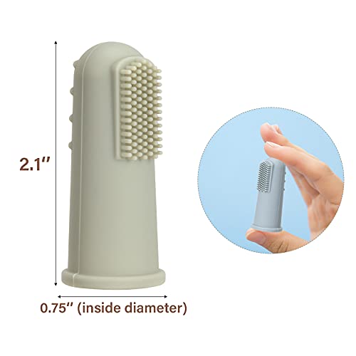 Image of Baby Finger Toothbrush with Case, Food Grade Silicone, BPA Free, 2-Pack (Sage+Ether)