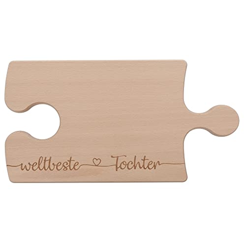 Spruchreif Tabla de cortar de madera | Puzzle de madera | Tabla de cortar con grabado en forma de rompecabezas | Tabla de servir | Regalos hija | Tabla de desayuno | Regalo para hija | Hija favorita
