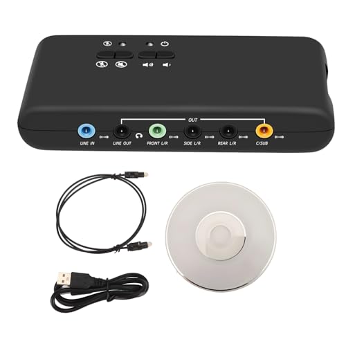 Ouitble USB 7.1 Tarjeta de Sonido Externa 8 Canales 12Mbps USB Soundbox 32kHz/44kHz/48kHz Entrada de Micrófono Estéreo para la Computadora Portátil PC Computadora