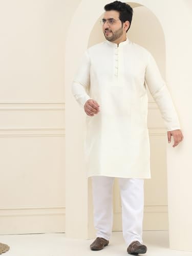 Image of SOJANYA Plus(Since 1958), Men's Silk Blend Self Design ONLY Long Kurta