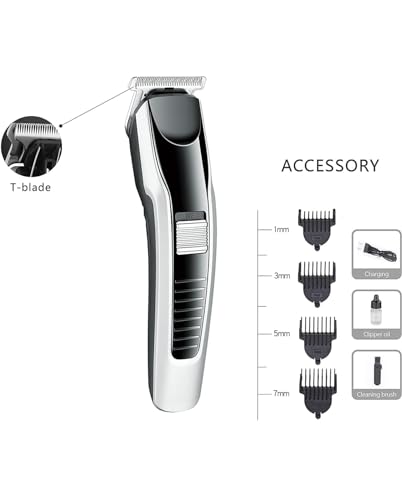 Image of ENDZONE Professional Trimmer Men Cordless Hair Clipper Multi-Grooming Kit T-Blade Rechargeable Precision Trimmers with 120 Mins Runtime for Hairs, Beard, Body & Moustache with 4 Guide Combs