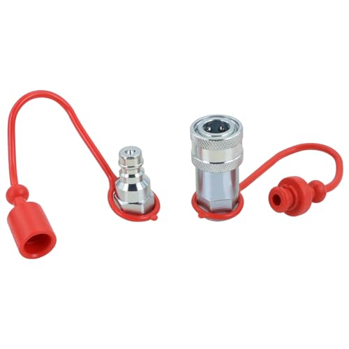 Image of 1 /4 inch NPT Ag Hydraulic Quick Connect Coupler, ISO 5675 Poppet Pioneer Style Tractor Couplers with Dust Caps, Interchangeable with Parker 4000 Series | Eaton /Aeroquip FD42