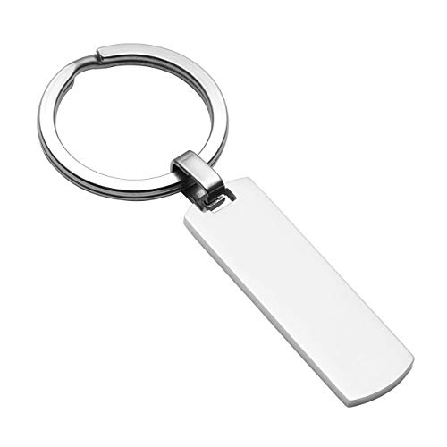 Preisvergleich Produktbild BOPREINA Personalized Gravur 1 Stück Edelstahl 36 * 11mm Glatt Rechteckig Schlüsselanhänger Partner Paar Liebe Freundschaft Schlüsselbund Keychain, Silber / Gold (Silber, mit Gravur)