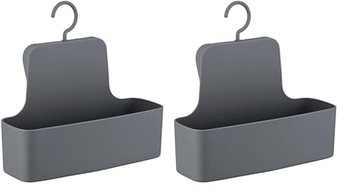 WENKO Duschcaddy Mod. Barcelona, Duschregal zum Hängen, mit beweglichem Haken, Spezial-Kunststoff (bruchsicher), Befestigen ohne bohren, Anthrazit (Packung mit 2)