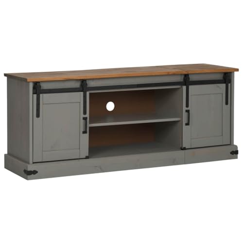 vidaXL TV-Schrank Halden 2 Schiebetüren Grau 150x40x60 cm Massivholz, TV-Ständer, TV-Lowboard, TV-Tisch, TV-Sideboard, TV-Möbel, Fernsehschrank vidaXL TV-Schrank Halden 2 Schiebetüren Grau 150x40x60 cm Massivholz, TV-Ständer, TV-Lowboard, TV-Tisch, TV-Sideboard, TV-Möbel, Fernsehschrank