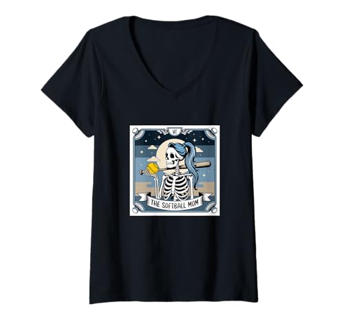 Mujer Softbol Mamá Tarot Día de la Madre Mujer Madres Hijo Hija Camiseta Cuello V