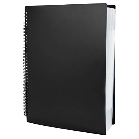 Irich Music Folder for Sheet Music, Choir Folder Spiral-Bound Documents Storage, A4 Size Holds 60 Sheets for Musicians, Office and Classroom Use (Black) Cover