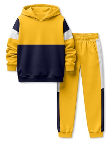 Image of Boys Clothes Long Sleeve Color-blocked Hoodie Top and Pants 2PCS Winter Sweatsuits Fall Boys Outfits 2-8 Years