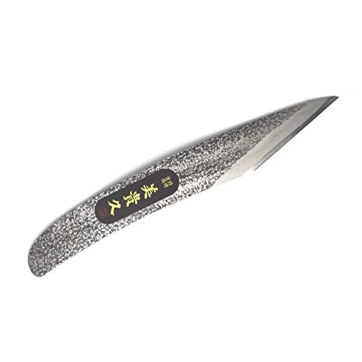 Coltello Kiridashi giapponese curvato con lama in carbonio, coltello da intaglio, destro (martellato, 24 mm)