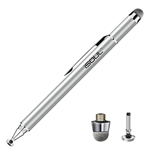 iSOUL Fine Tip Stylus penna universell kapacitiv skiva styli 2-i-1 pekskärmspennor med 2 st ersättningstips för smartphones, iPhone, iPad Mini, iPad Pro, surfplatta Stylus..