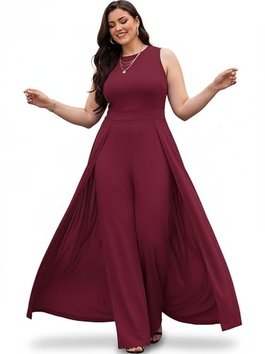 Image of KOH KOH Womens Sleeveless Flattering Dressy Long Pant Cape Elegant Jumpsuit