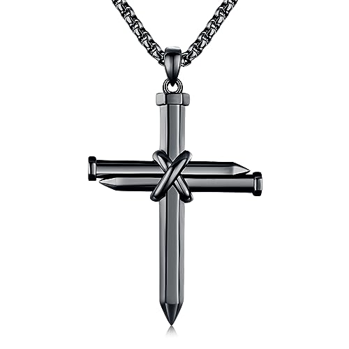 TwoAnts 925 Sterling Silver Religious Cross Pendant Necklace Jewelry Gifts for Men Women