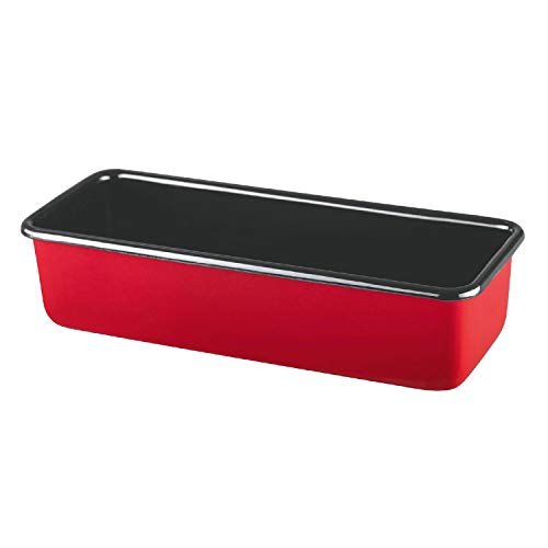 Riess, 0638-020, Königskuchenform, CLASSIC - COLOR ROT, 30 x 10 cm, Höhe 7.8 cm, Inhalt 1.7 Liter, Emaille, rot/schwarz, Emaill Backform, Kastenform Kuchen