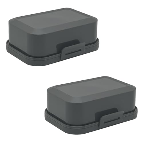 2x Hochwertige Stapelbare Butterdose mit Verschluss, Plastik-box-dose, Perfekte Ordnung im Kühlschrank BPA-Frei Mehrzweck dunkel-grau