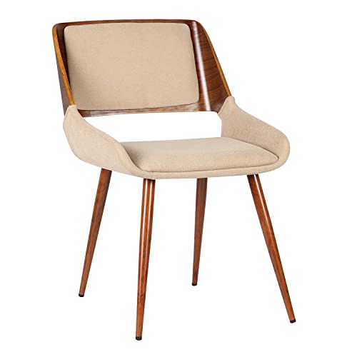 Armen Living Panda Dining Chair In Brown Fabric And Walnut Wood Finish #TOP9