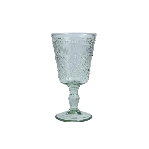FORTESSA Debutante Vintage Themed Glassware, 10 Ounce Water Goblets (Set of 6), Dishwasher-Safe Water Glasses, Sage Green