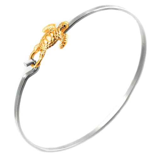 Sea Turtle Bracelet - Latch Cuff TwoTone2