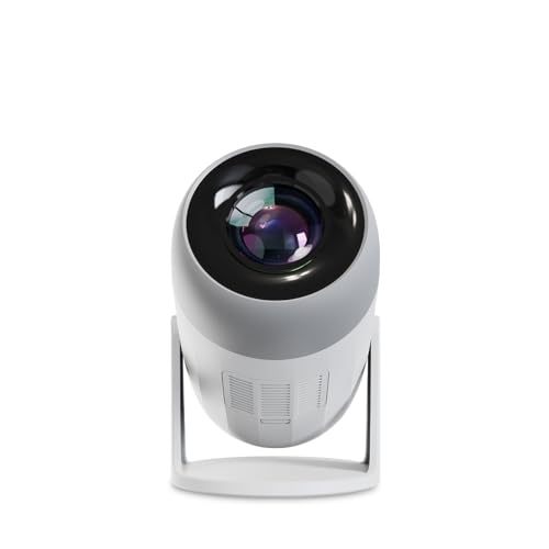 PRIXTON Videoproiettore Portatile Matisse, Proiettore con WiFi, 5800 Lumen, 200 ANSI Lumen, Risoluzione LED Full HD 4K, Telecomandi incluso, 32“ a 120”, Connessione HDMI/USB/AC IN, Colore Bianco