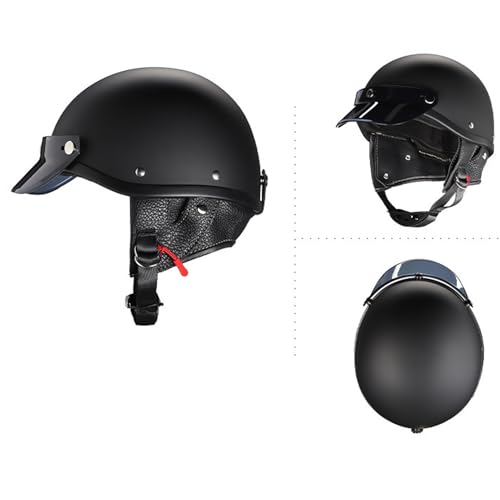 Casco de motocicleta vintage de media cara: casco abierto, protección de media carcasa para motocicleta retro | Gorra de moto de calle con homologación ECE, apta para cascos de crucero, scooter, turis - imagen 6