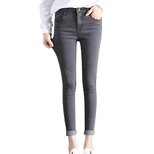 Maiyifu-GJ Women's High Waist Skinny Ankle Jeans Casual Slimming Pencil Denim Pants Juniors Slim Fit Washed Stretch Jean (Dark Grey,32)