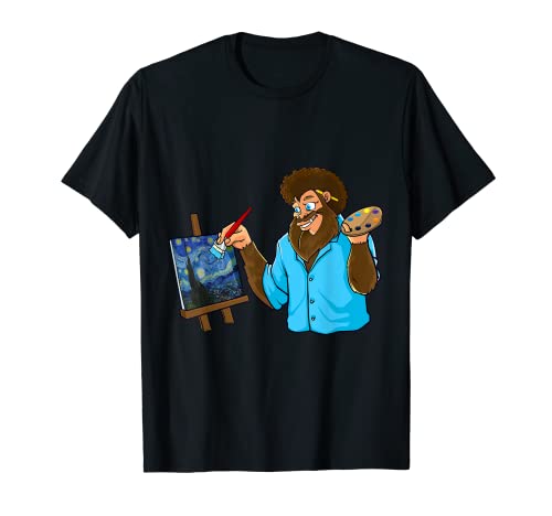 Bigfoot pittura Notte stellata divertente Sasquatch Van Gogh Art Maglietta