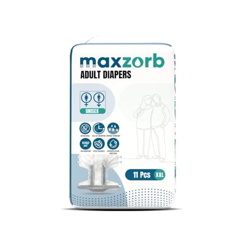 Image of Adult Diapers | Tape Style Diaper | Full Night Protection | 11 diapers in 1 pack x 7 packs = 77 diapers | XXL | Waist 127 - 173 cm ; 50 - 68 inch | Live your life with comfort (XXL)