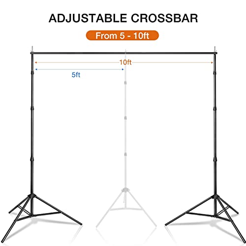 Yesker 10 X 10 ft Photo Video Studio Background Support Stand, Adjustable Heavy Duty Photography Backdrop Support System Kit for Photoshoot Party Video Creator