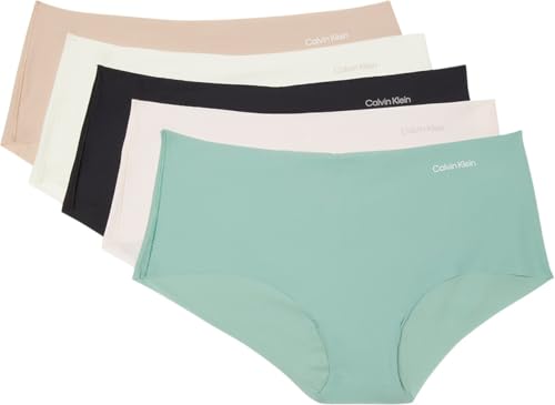 Calvin Klein Shortys Lot de 5 Femme sans Coutures, Multicolore (Charming Green/Nymphs Thigh/Black/I), L