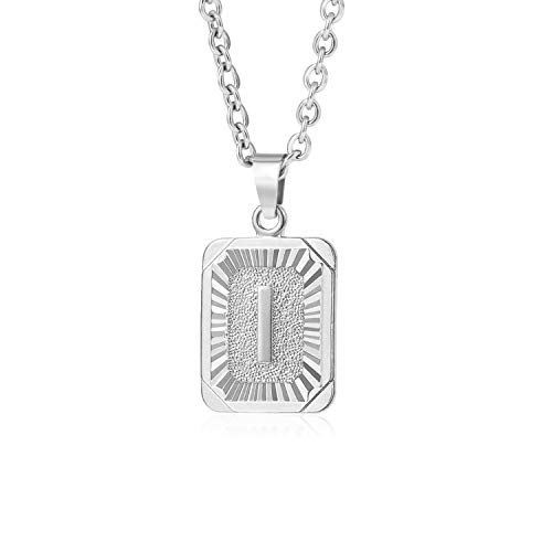 Glimmerst Initial Pendant Necklace 18K Gold Plated Stainless Steel Letter Necklace Personalizd Name Necklace for Women Silver I