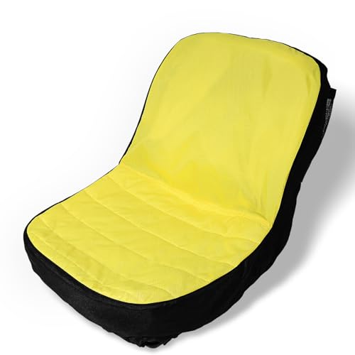 Riding Lawn Mower Cushioned Seat Cover Compatible with John Deere LP92334 for Mower Tractor & Gator Seats up to 18" High, Weatherproof Oxford 300D Fabric with Convenient Pockets