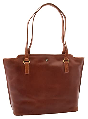 Sac à main en cuir véritable Connie A1 FASHION GOODS format A4 châtaigne pour femme