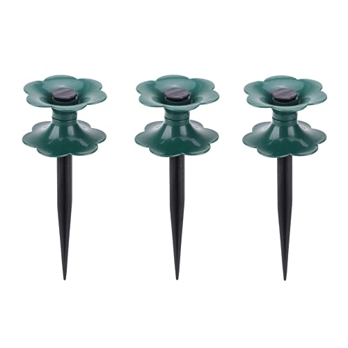 SMLJFO 3PCS Garden Hose Guide Spike, Zinc Coated Rust Free Long Metal Spike Heavy Duty Dark Green Petal Spin Tops Keep Hose from Kinking for Plant Protection, 25cm 9.8inches