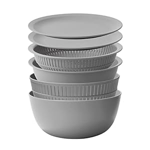 like-it Colander Bowl, Plastic, Microwave Safe, Colander & Bowl, Can Be Used with Rice Sharpener, Colander and Ball, Gray, Set of 6, Made in Japan, Drainer, Heat Resistant Bowl