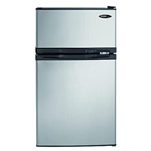 Danby Designer DCR031B1BSLDD 3.1 Cu.Ft. Compact Refrigerator with Freezer, E-Star Rated Mini Fridge for Bedroom, Living Room, Kitchen, or Office, Stainless Steel
