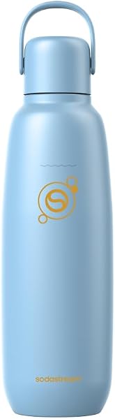 SodaStream Fizz & Go - Borraccia Azzurro per bevande frizzanti in acciaio con doppia parete isolante da 0,9 l,mantiene le bevande calde o fredde per 12 ore,compatibile con macchine per acqua frizzante - 1